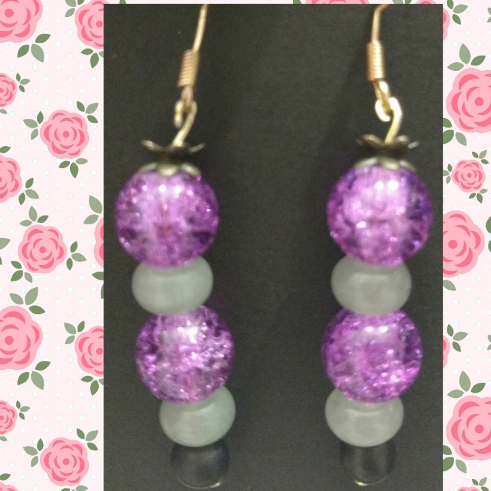 Pretty Earrings - Flowery Purple 💜💮